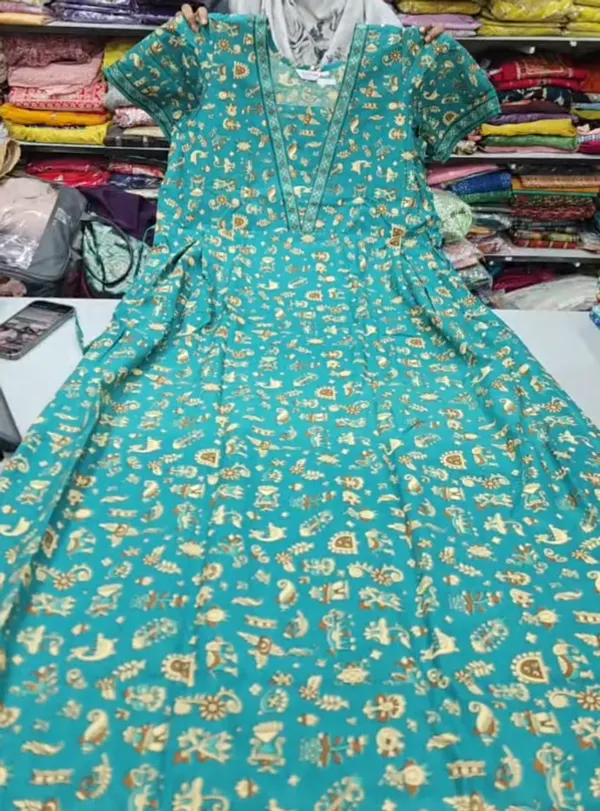 Premium Cotton Frock Style Nighty with Adjustable Rope & Side Pocket |NT3646